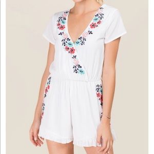 Francesca’s- White Romper with Embroidery